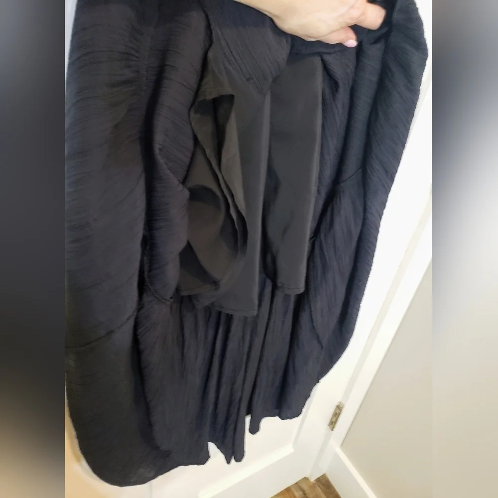 Abercrombie & Fitch Maxi Dress Size Med Tall Viscose Black Smocked Tiere…